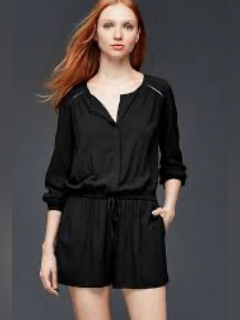 GAP Rayon Black Romper Size Large TALL